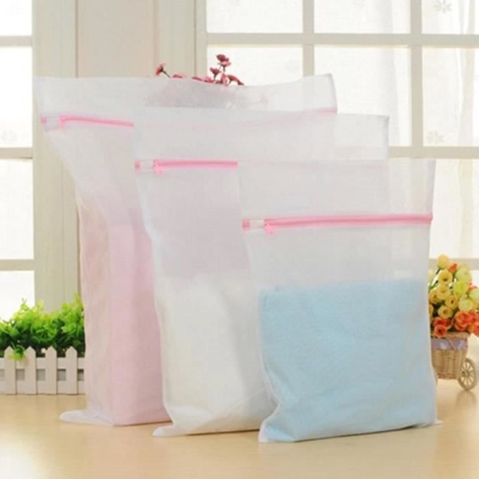 50-60 cm rose - Sac à linge en maille à fermeture éclair pour vêtements sales, sacs de rangement