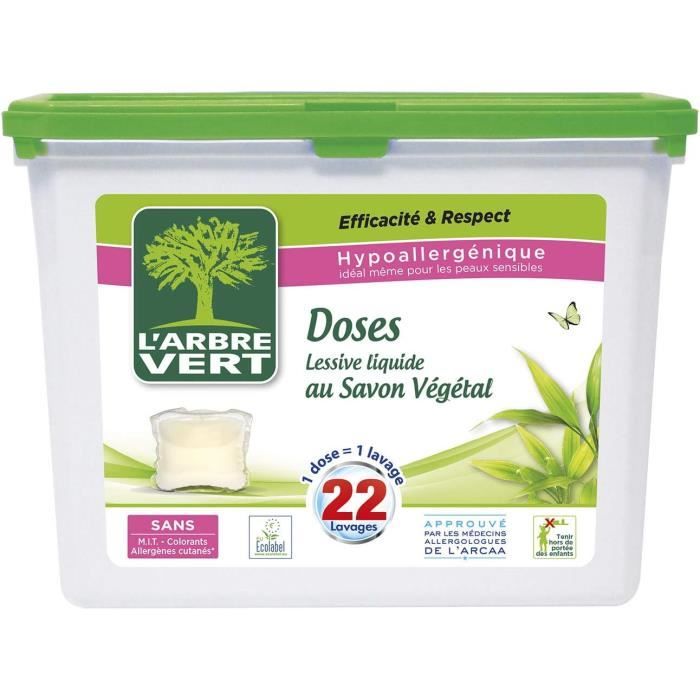 Dosettes Et Tablettes De Lessive - L arbre Vert Liquide Savon Végétal 22  Doses 580g - Cdiscount Electroménager