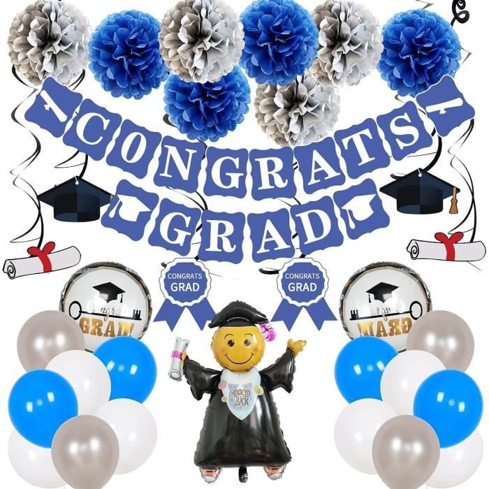 36 Chapeaux De Graduation En Papier Bleu - Casquettes Diplômé Avec Cordons Pour Fête