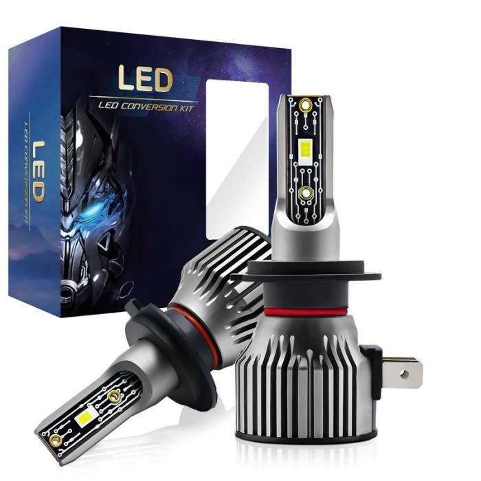 Phare Led H7 2 Pièces - Lumière 12V - 18000LM - 60W - Mini Ampoule Led H7  Lampe Led
