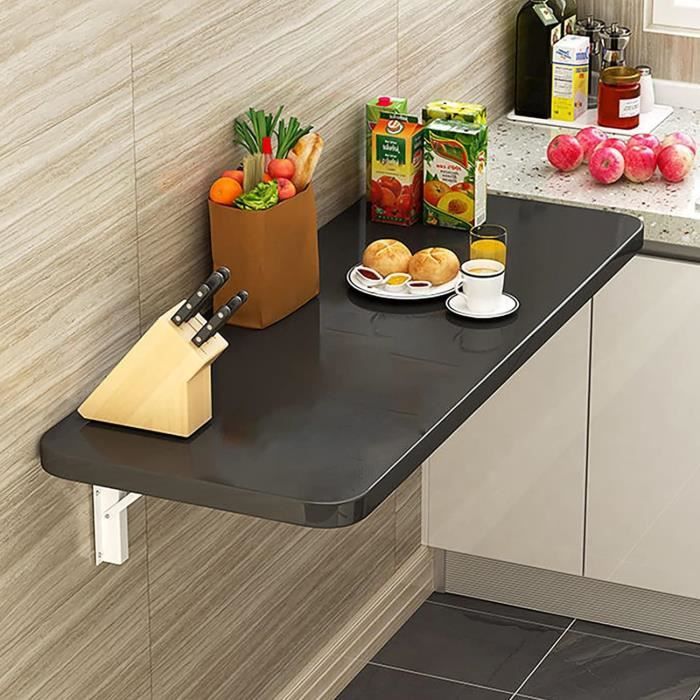 Giantex Table Murale Pliante En Bois Avec Tableau Noir - Bureau Espace Gain - Blanc