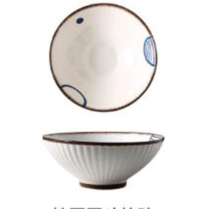 Grand Bol Chinois En Céramique Bleu Et Blanc - Bol De Service Asiatique Pour Nouilles, Soupe, Salade Pour La Maison Et La Cuisine (17,5 X 17,5 Cm