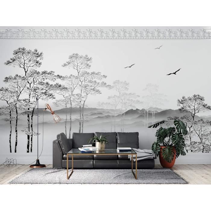 Papier Peint Soie Panoramique Esquisse noir et blanc 400x280cm, 3D ...
