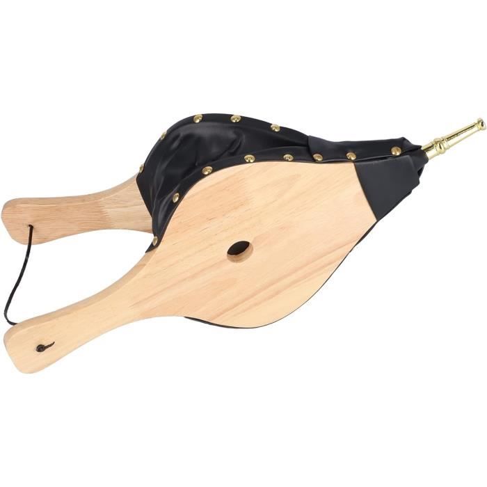 Soufflet De Cheminée En Cuir Effet Bois - Design Vintage, Pratique Pour Attiser Le Feu (43 X 17 Cm) - 6