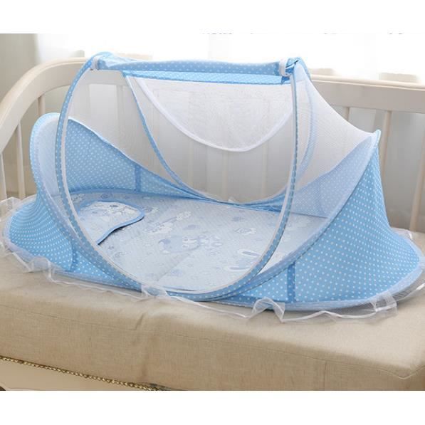 Moustiquaire Pliable Bebe Portable Avec Natte Et Oreiller Pour Bebe Lit Berceau Voyage Bleu Cdiscount Puericulture Eveil Bebe