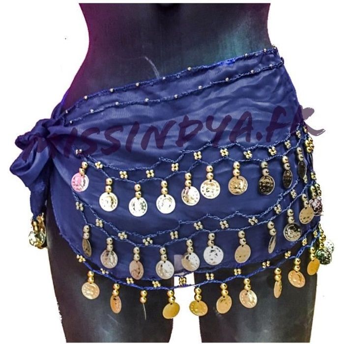 Ceinture de danse oriental Bleu Royal turque Belly dance Bollywood sequins Deguisement
