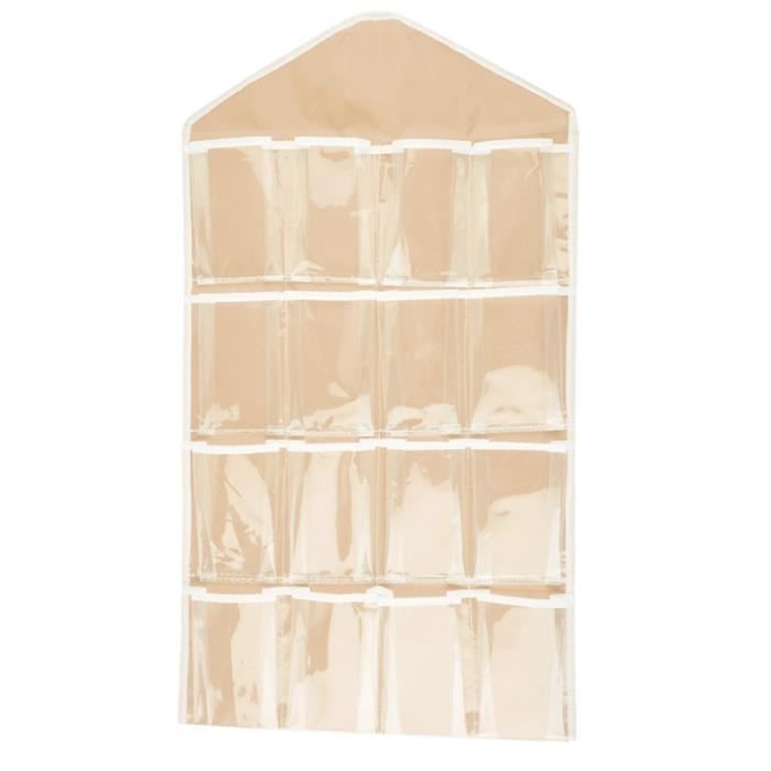 Sac Rangement Suspendu 24 Poches - Porte Chaussures Murale Ou Porte - Filet Transparent - 144x56cm