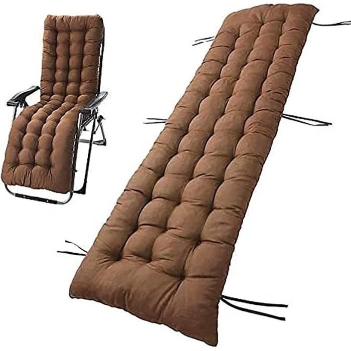 Coussin De Chaise Longue Extérieur – 200x60x3 Cm – Tissu Polyester Résistant – Couleur Crème – Pour Transat, Jardin, Bain De Soleil