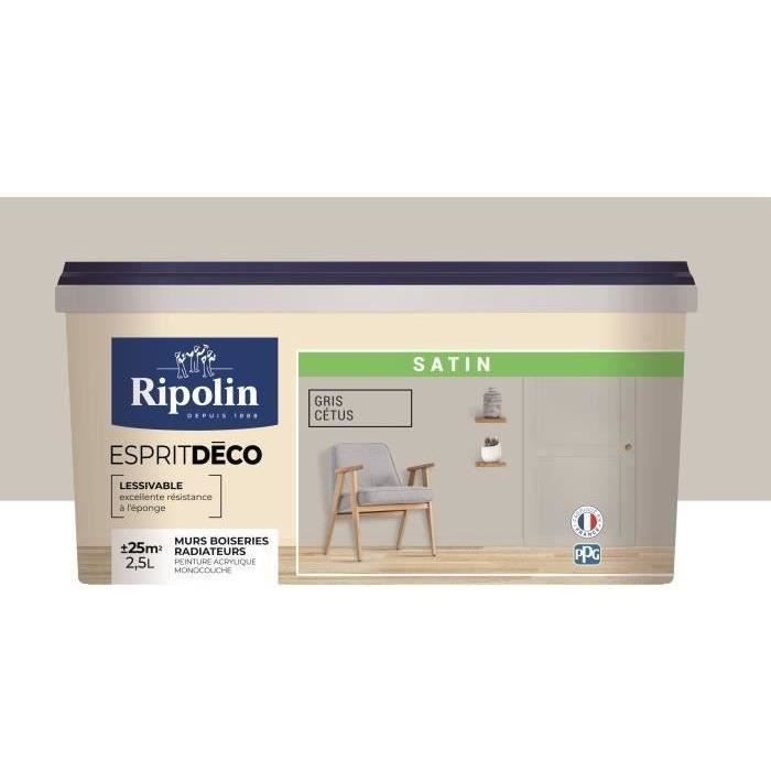RIPOLIN Peinture Couleur Satin Ultra Couvrante pour Cuisine, Chambre, Salon, Salle, Entrée, Couloir 