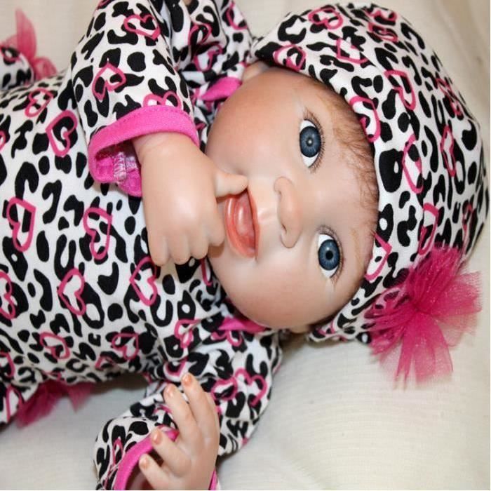 Flower Realiste Bebe Poupees Bouche Ouverte Reborn Nouveau Ne Fille En Vie Enracinee Main Mohair Factice Interactif Enfants Playhous Cdiscount Jeux Jouets