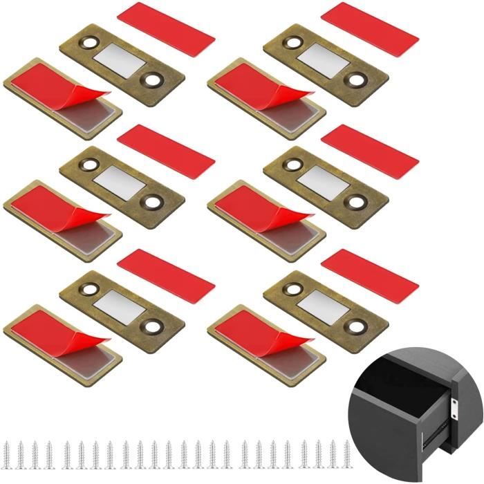 6 Pcs Loquet Magnetique de Porte Placard Loquets Magnétiques à Coller Aimant  Fermeture Adhésif pour Meuble