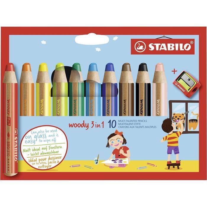 Crayon de Couleur woody 3in1 Etui carton de 10 Crayons de Couleurs