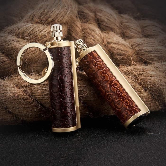 2 Porte-clés Briquet à Silex étanche Pour Survie Camping Randonnée