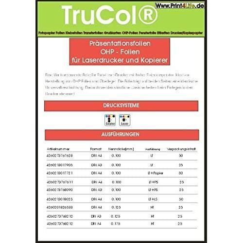Trucol 50 Feuilles A4 OHP Copieur Laser Pour Rétroprojecteur - Feuilles Transparentes Top