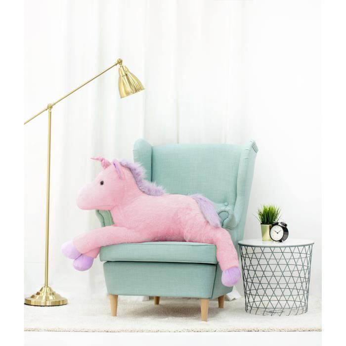 Peluche géante licorne xxl rose