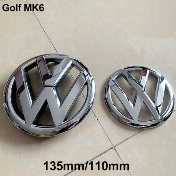 INSIGNE MARQUE AUTO 2pcs Insigne logo emblème avant 135mm + arrière 110mm argent chromé pour Volkswagen VW golf 6 VI MK6