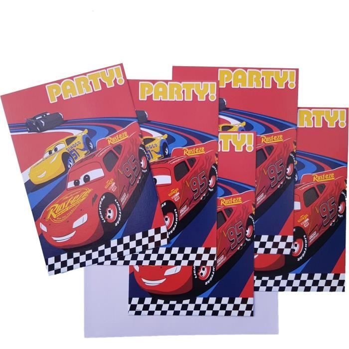 Set 5 Carton D Invitation Avec Enveloppe Disney Cars Carte Anniversaire 062 Cdiscount Beaux Arts Et Loisirs Creatifs