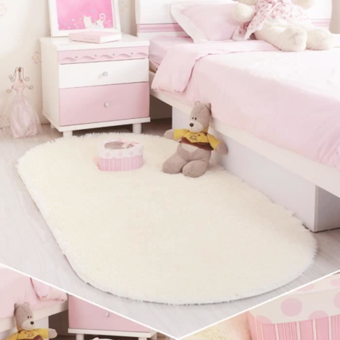 Tapis Salon Carpet Tapis Chambre Enfant Devant Lit Ovale Tapis Shaggy Yoga Moquette Anti Derapage Absorbant Velours 80 160cm Beige Cdiscount Maison