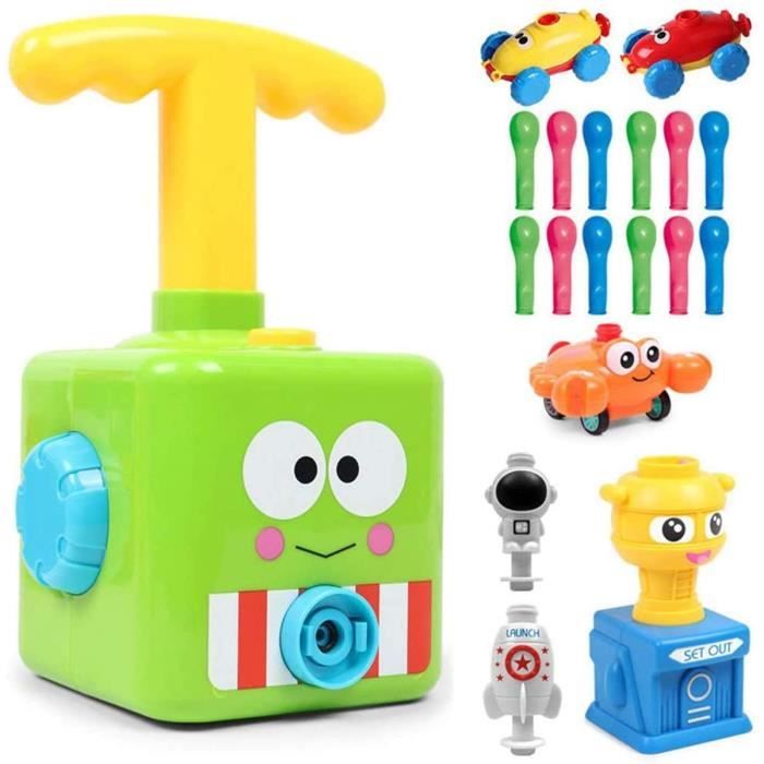 Jouet Scientifique Éducatif Pour Enfants,Cadeau De Noël Pour Enfants Voiture De Ballon De Puissance Inertielle À Air Créatif Avec 12 Ballons Voiture de lancement Alimentée Par Ballon Monstre vert 