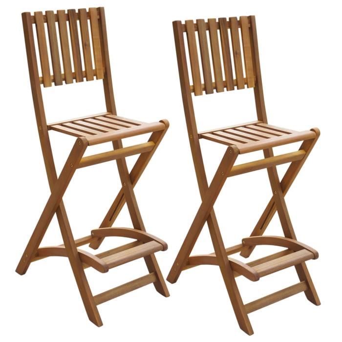 chaises de bar pliantes en bois - chic - tabourets d'extérieur - bois d'acacia massif - marron