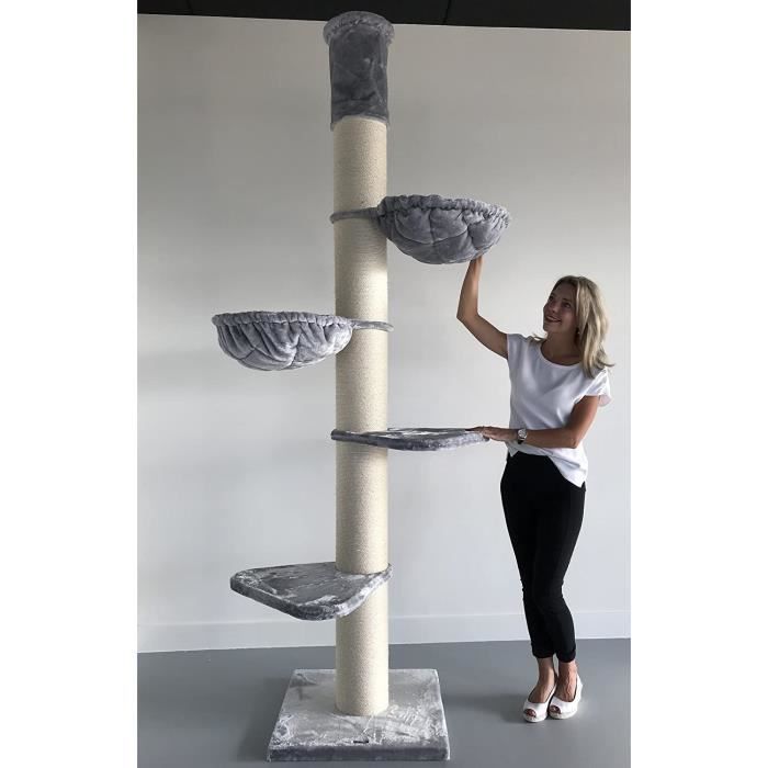 Arbre A Chat Xxl Geant Maine Coon Tower Gris Clair Fixation Plafond Hauteur Griffoir Arbres Pour Grand Gros Chats Solide A Grande Cdiscount Animalerie