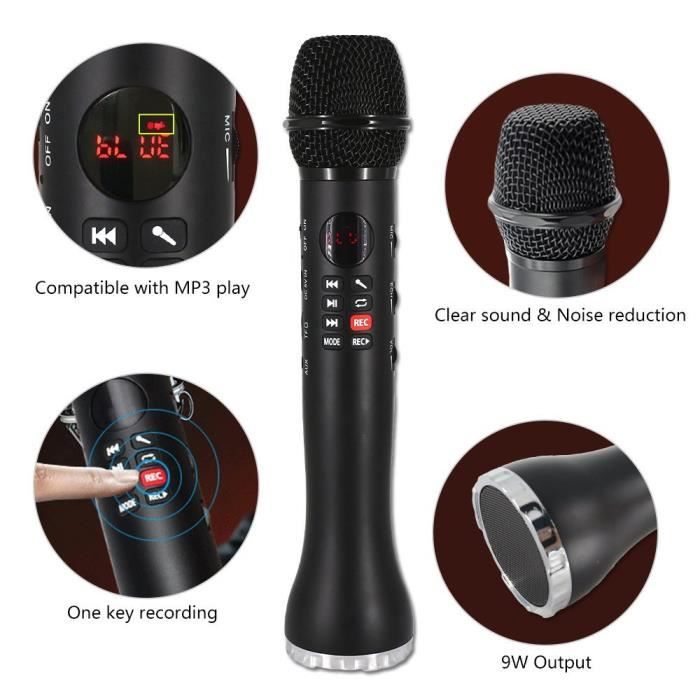 Enceinte nomade,Microphone professionnel 3 en 1,karaoké,haut-parleur  d'enregistrement sans fil,avec Bluetooth,pour - A4-black[B3] - Cdiscount TV  Son Photo