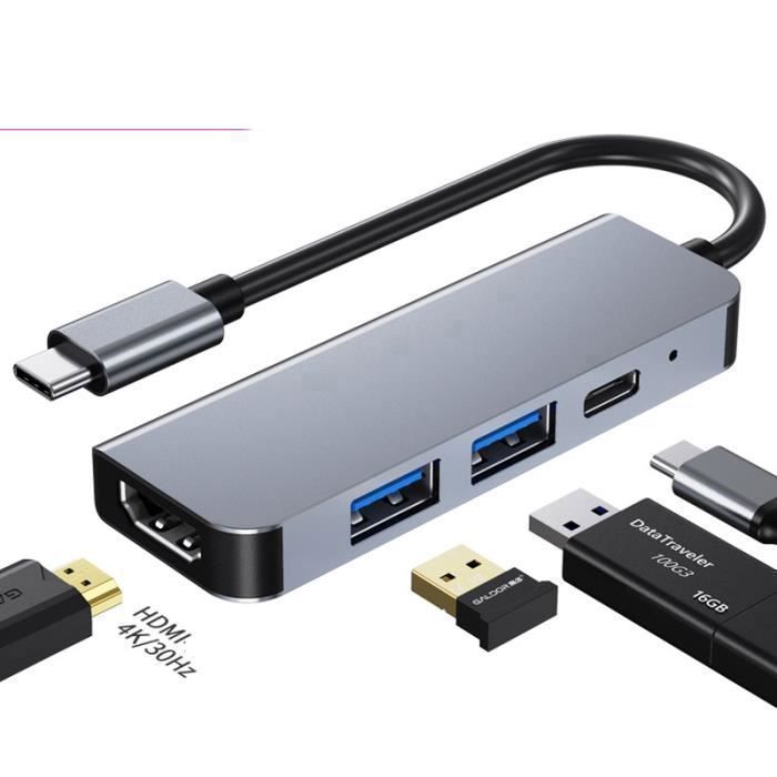 Adaptateur multiport USB C vers USB types A+C et HDMI - Hub USB