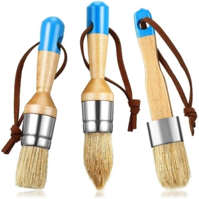 Lot de 4 pinceaux plats en poils de chèvre doux et manche en bois