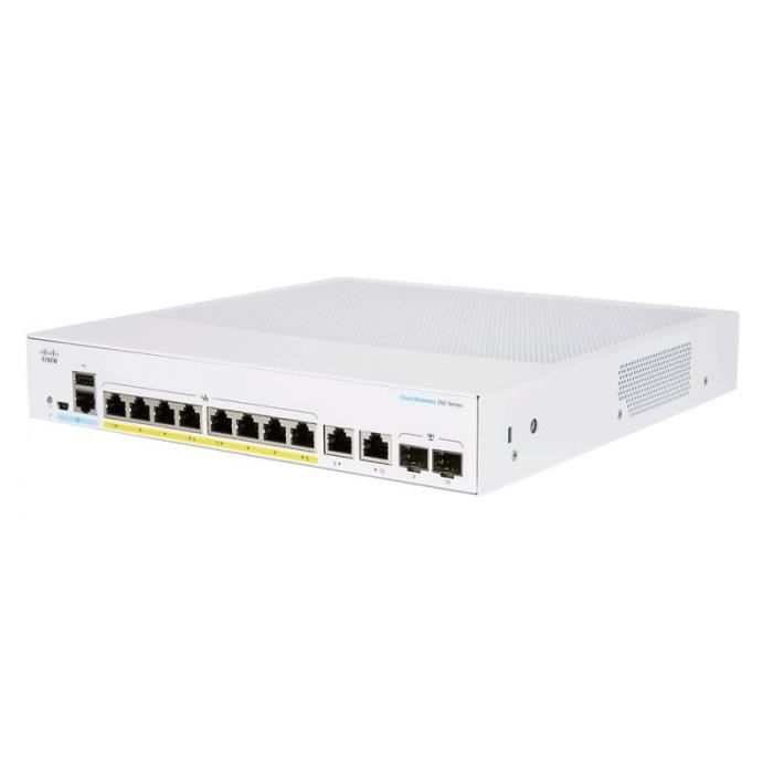 Switch Cisco Business 250 CBS250-8PP-D - L3 - Smart - 8 ports 10/100/1000 PoE+ - Bureau - 45 W