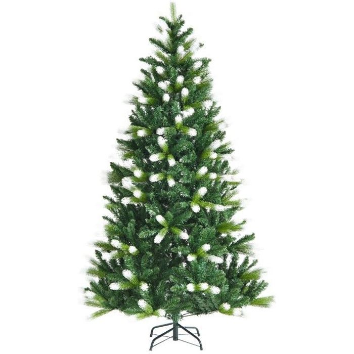 COSTWAY Sapin De Noël Artificiel Enneigé 180 Cm Alaska – 657 Branches PVC Premium