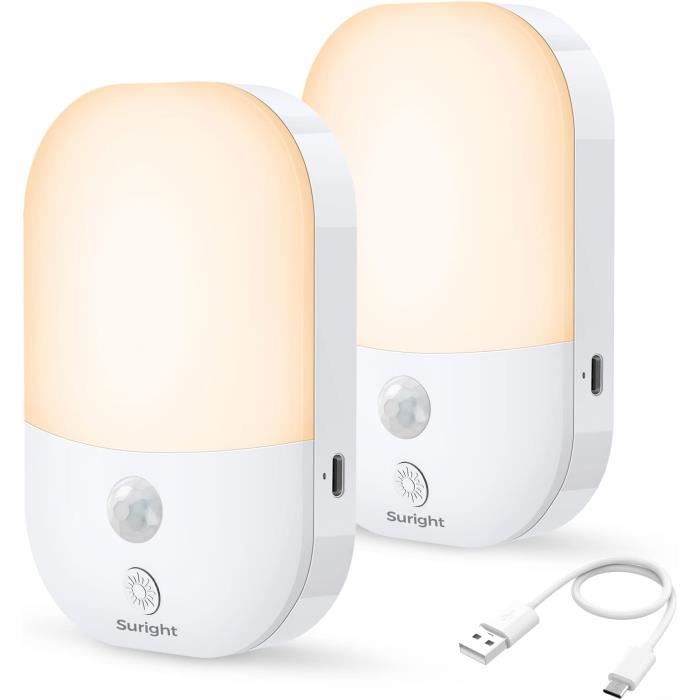 Veilleuse LED Rechargeable, Avec Détecteur De Mouvement, Lampe De Placard Avec Bande Magnetique Pour Armoire Couloir Escalier Cuisine 2 Pack 96545570