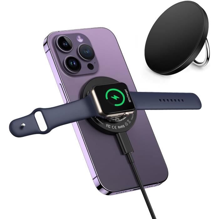 Chargeur MagSafe 15W Rapide Sans Fil Pour IPhone 12 à 16 - Câble USB-C 1m, Aluminium, UK Plug