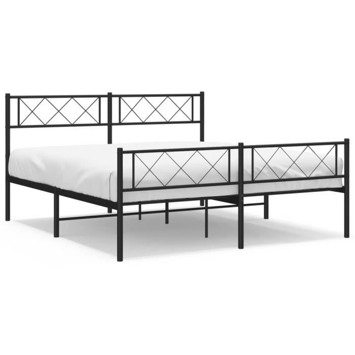 Cadre de lit - ESTINK - A372295 - Métal noir - 140x190 cm - Design classique intemporel