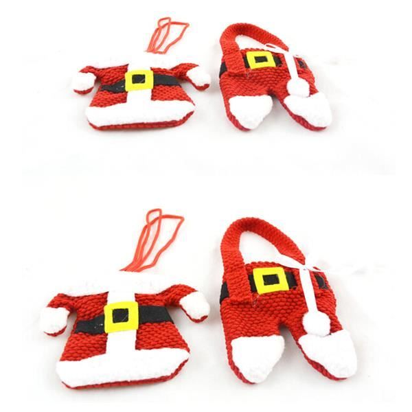 Poche porte-couverts - FOXNOVO - Costume de Père Noël - 3 ensembles - Polyester durable - Rouge-Blanc
