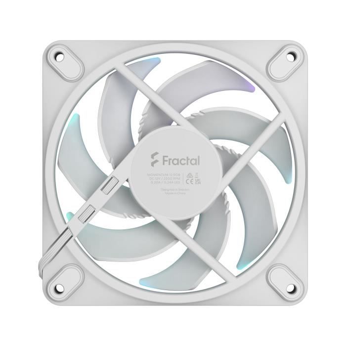 Ventilateur PC – FRACTAL DESIGN – Momentum 12 RGB – FDB – Anneau lumineux ARGB Gen 2 – Contrôle PWM –  Blanc
