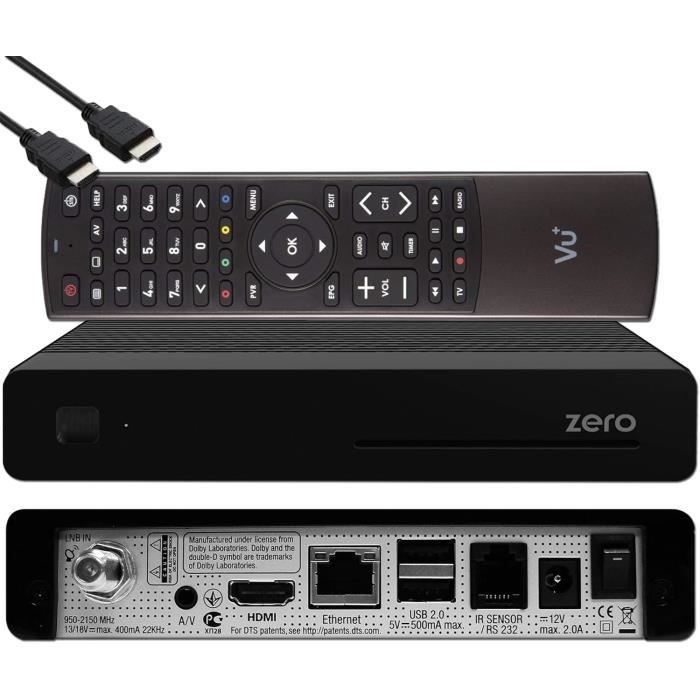 Récepteur VU Zero Full HD E2 Tuner DVB S2 Lecteur de Cartes USB HDMI EasyMouse Noir