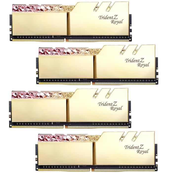 Top achat Memoire PC G.SKILL Mémoire PC Trident Z ROYAL (Gold) - 64 Go PC4-25600/DDR4 3200 Mhz F4-3200C16Q-64GTRG pas cher Achat Memoire PC G.SKILL Mémoire PC Trident Z ROYAL (Gold) - 64 Go PC4-25600/DDR4 3200 Mhz F4-3200C16Q-64GTRG pas cher