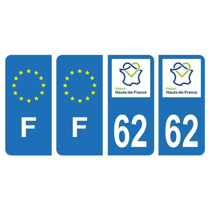 Accessoire Auto HADEXIA Lot 4 Autocollants Département 37 Indre-et-Loire - Noir & F - Pour Plaque Immatriculation Voiture Dimensions 45x100mm