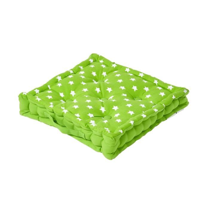 Coussin de sol - HOMESCAPES - 40 x 40 cm - Vert - Étoiles - Épaisseur 8 cm