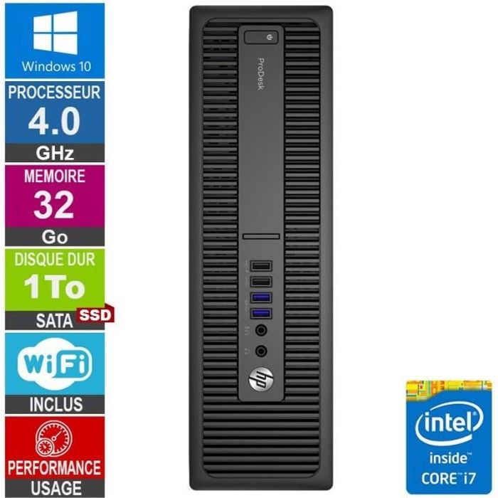 PC HP ProDesk 600 G2 SFF i7-6700 4GHz 32Go/1To SSD Wifi W10