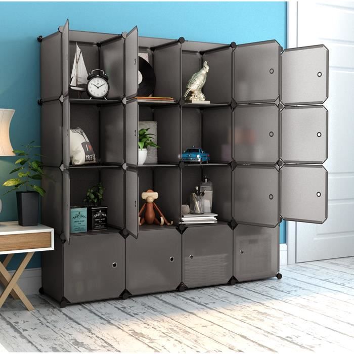 Armoires Etagères Plastiques Modulaires LANGRIA avec 16 Cubes DIY