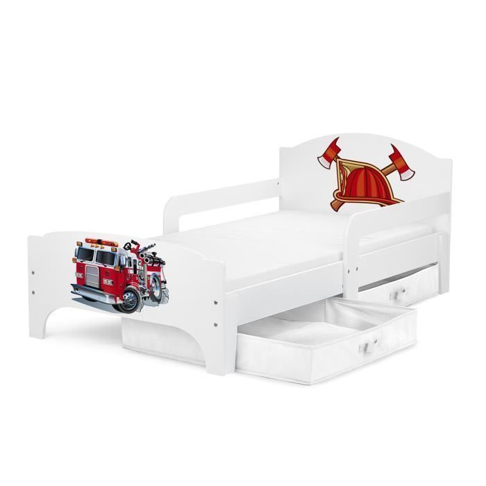 Moderne Lit dEnfant 160000S.BSZ en bois avec un matelas Camion de Pompiers Moderne Lit dEnfant 160000S.BSZ en bois avec un matelas Camion de Pompiers