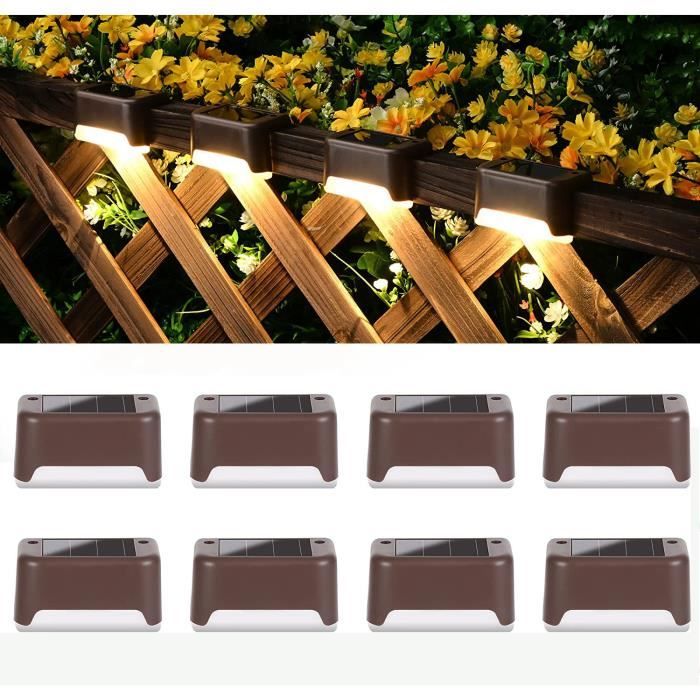 Leytn® 8Pcs Lampe solaire extérieur Lampes de pont Lampe de jardin étanche pour Clôture Terrasse Jardin Marche Escalier