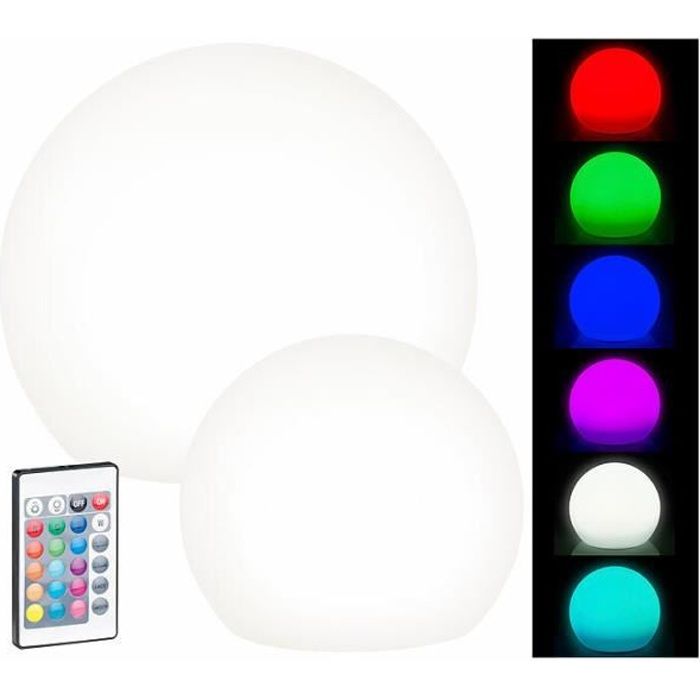 boules lumineuses à led solaires télécommandées - lunartec - 16 couleurs - ip67