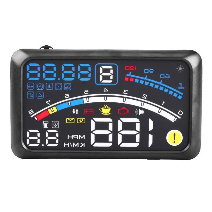 Compteur de Vitesse à Affichage Tête Haute de Voiture, Affichage Tête Haute OBD2 HUD, Projecteur de Pare-brise, Jauge Multifonction, Alarme, Rappel de Fatigue au Volant Compteur de Vitesse à Affichage Tête Haute de Voiture, Affichage Tête Haute OBD2 HUD, Projecteur de Pare-brise, Jauge Multifonction, Alarme, Rappel de Fatigue au Volant
