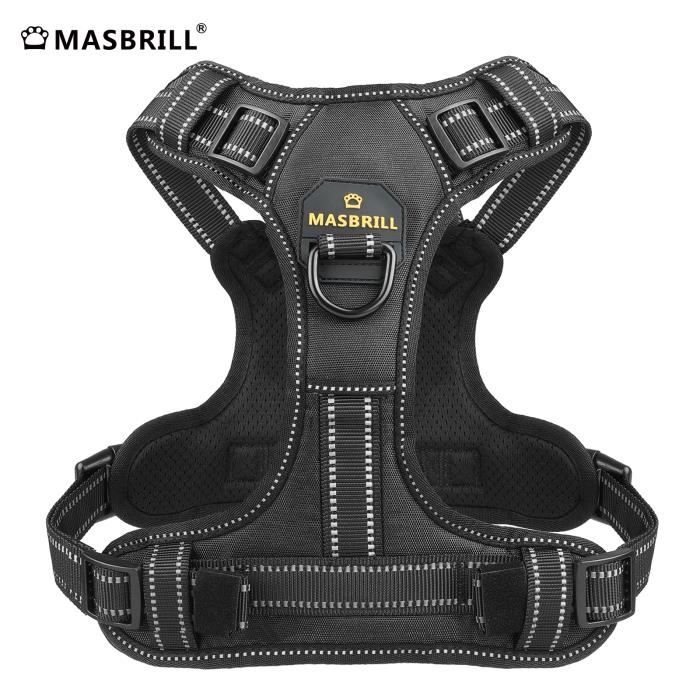 Comparer les prix de Harnais de Chien Anti Traction - MASBRILL - Noir - Taille M - Confortable et Réfléchissant