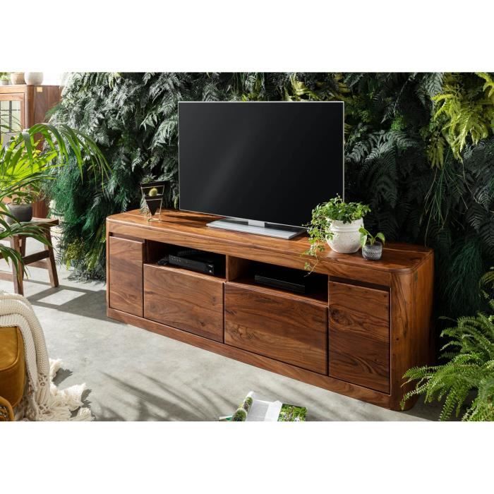 Meuble TV - Bois massif de palissandre ciré (Noisette) - TORONTO 221