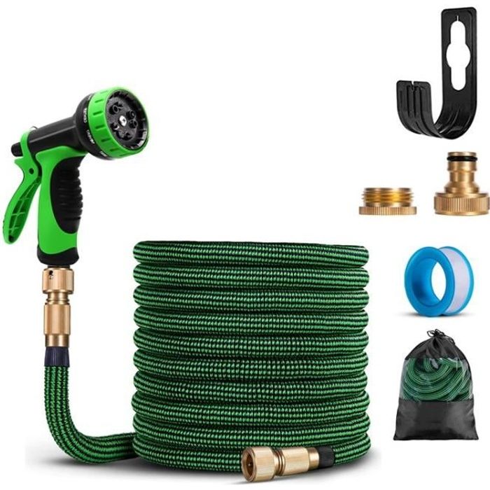 Tuyau D’Arrosage Spirale Wiltec 15m 7 Buses Multi Jet - Jardin, Lavage, Meubles