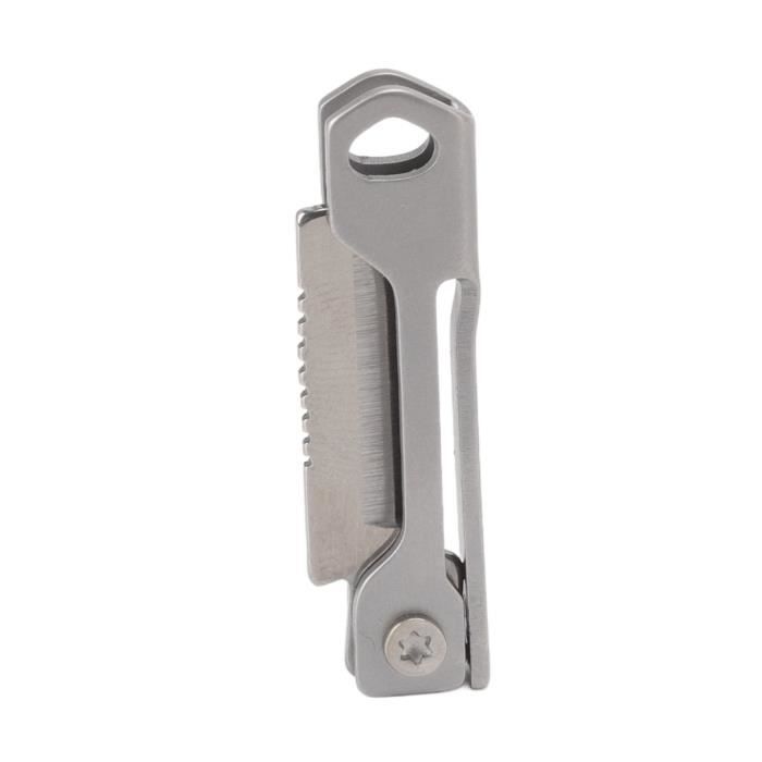 Mini Couteau Pliant BUXAN En Titane, Porte-clés, Lame Acier, Gris, EDC