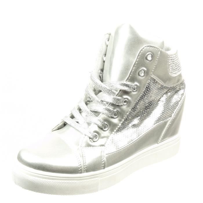 Angkorly - Basket Compensée femme strass diamant verni brillant Talon  compensé 6.5 CM CM - Argent - AN-28 Argent - Cdiscount Chaussures